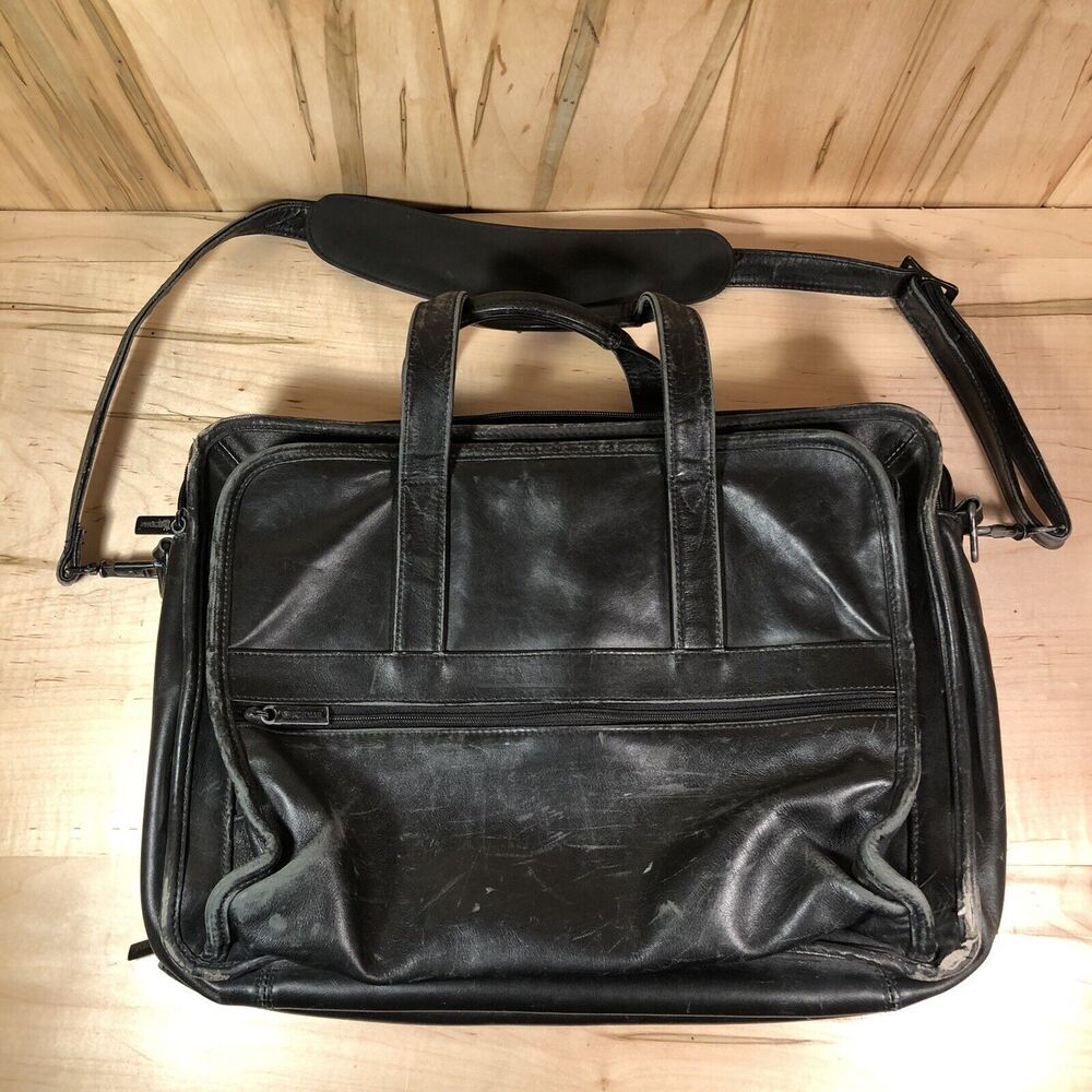 Korchmar Men’s Messenger Bag Briefcase Leather Black Crossbody Classic Vintage